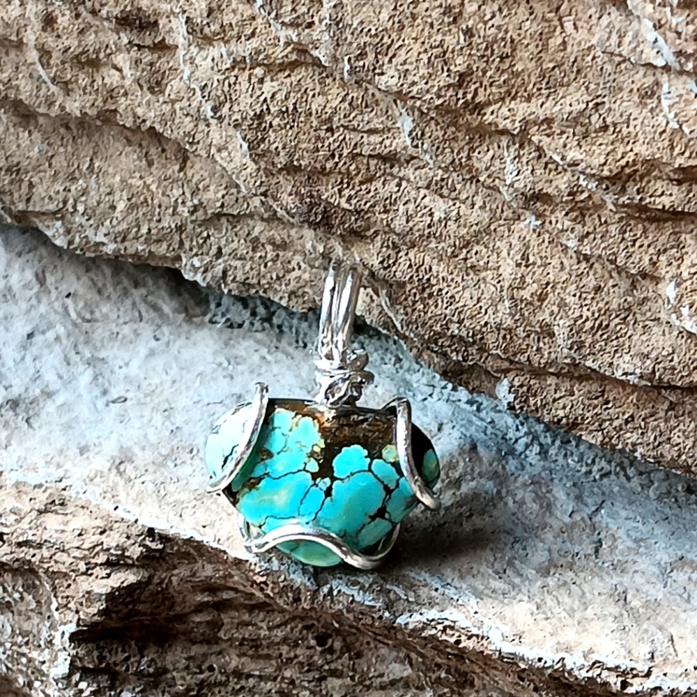 Turquoise Pendant Sterling Silver - Picture 5 of 12